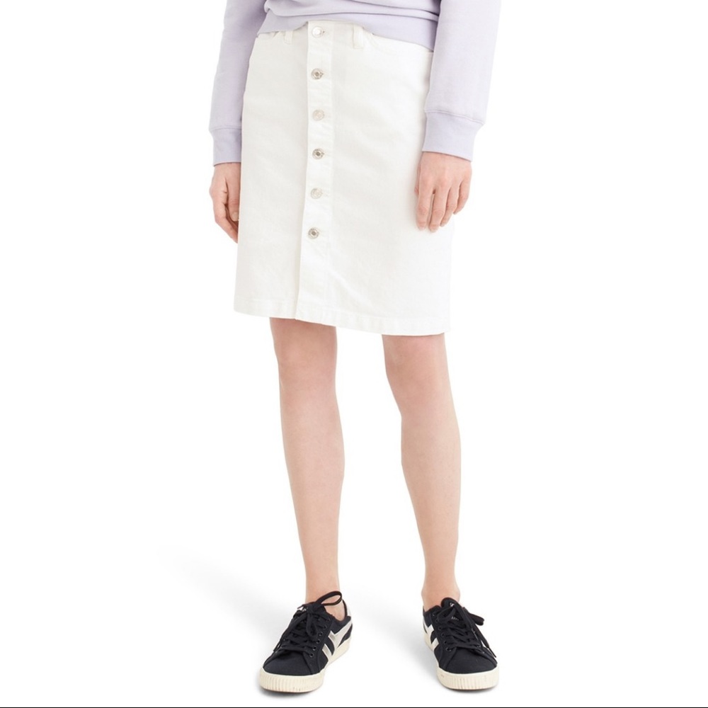 J Crew Button-Front Stretch Denim Pencil Skirt